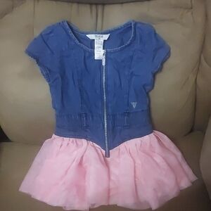🌷🏖 Guess Kids Denim and Pink Tulle Dress